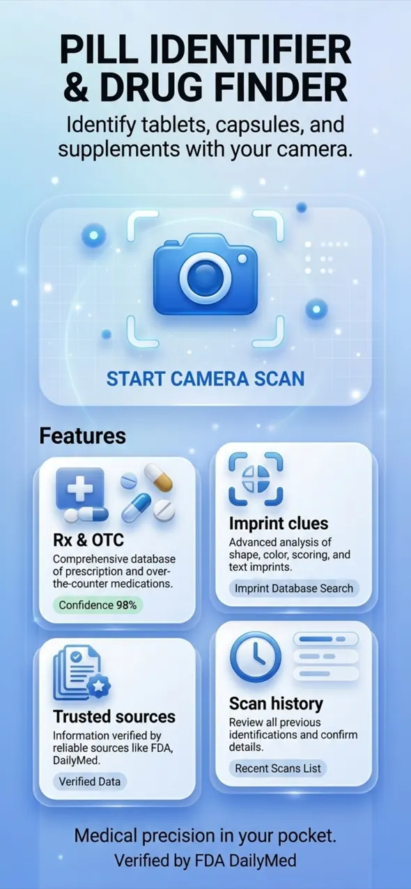 Pill Identifier & Drug Finder — drug detail screen Pill Identifier & Drug Finder — drug detail screen